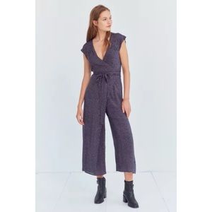 Urban Outfitters Kimchi Blue Shea Printed Purple Wrap Jumpsuit Size 8